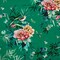 1 Yard Rayon Crepe de Chine Green, Pink and Yellow Flowers and Birds 57 Inches Width